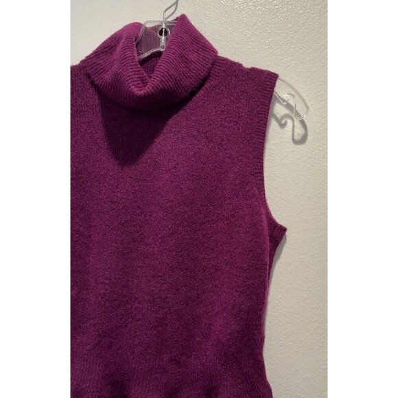 White House Black Market Small Sleeveless Soft Tank Peplum Wool Blend Purple - Picture 4 of 8